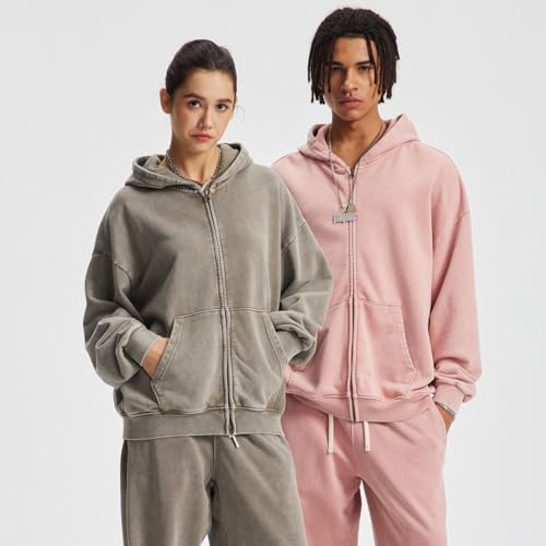 VFIVE UNFOUR Zip Up Loose Wax Dyed Thick Warm Fleece Hoodies Sweatshirt Men Fashion Pullovers Casual Jacket3