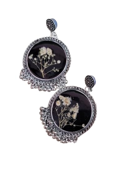 MITTI ROOTS black and white circle floral resin jhumka botanical jewelry (B0DGC97XJV) Amazon Price History, Amazon Price Tracker