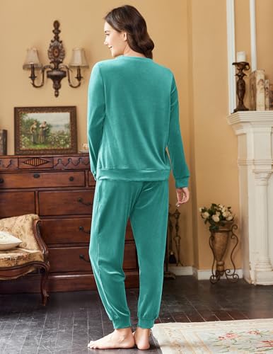 Ekouaer Womens Pajamas Sets Long Sleeve Soft Sleepwear 2 Piece Velvet Pjs Lounge Sets with Pockets