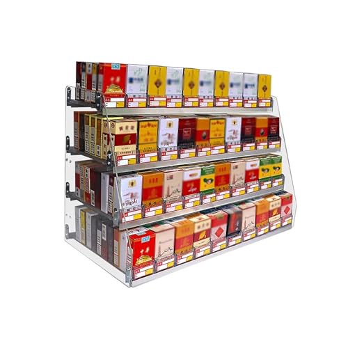 Présentoir mural pour cigarettes automatique à 4 niveaux en acrylique pour commerce