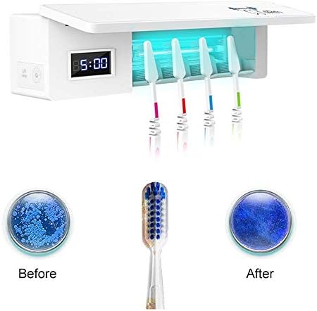 Koopower UV Toothbrush Sanitizer Sterilizer, Family Toothbrush Holder Wall Mounted Easy Install in Bathroom with 3M Tape, 4 Brush Holder(White)