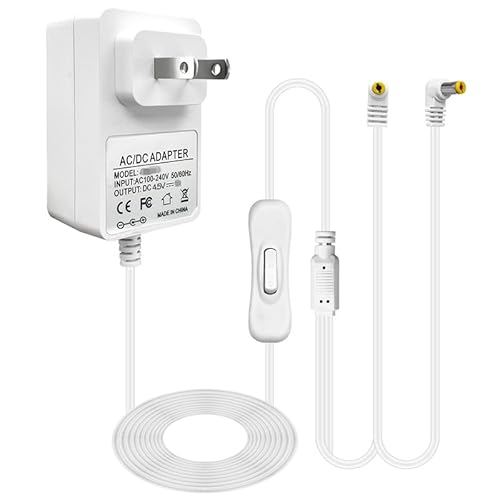 Sigely AC/DC 4.5V Power Adapter Replacement for Lemax Lighted Village Accessory 74274 94563 94565 94566 94527 (2 Head Output, with 303 Switch) for Christmas Village Spooky Town Power Supply