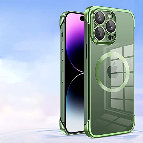 Coque iPhone 14 Plus transparente verte pour recharger sans fil en voyage