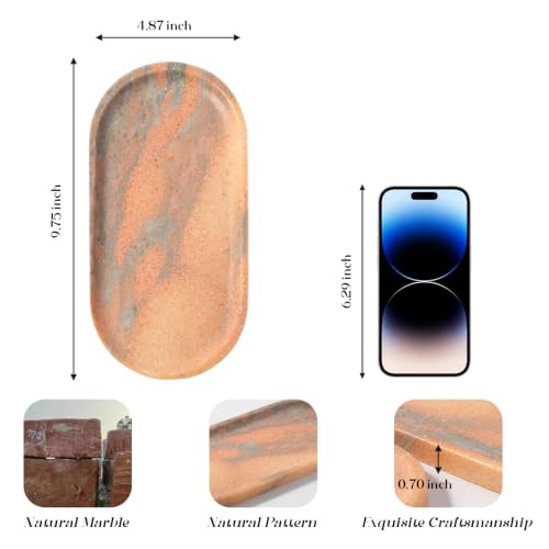 Image of Koville Natural Marble Tray for Bathroom Countertop, Vanity Tray for Decor