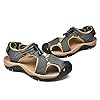 rismart Men's Closed-Toe Hook&Loop Outdoor Hiking Leather Shoes Sandals SN1505(Deep Grey,9 UK) #4