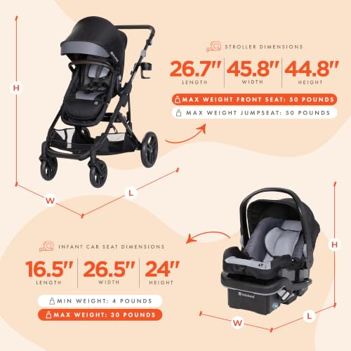 Baby Trend Single to Double Stroller & EZ-Lift Plus Car Seat, Dash Black - image 4