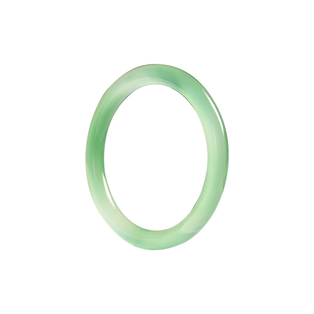 SnamicE Natural Ice Jade Bangle for Women Narrow Jade Bangle Bracelet Good Luck Bangle Round Jade Stone Bangle for Woman Birthday Wedding,4-58-59mm