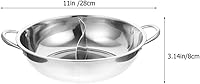 Vista 6 de UPKOCH Olla de acero inoxidable con divisor Olla caliente Sopa de dos sabores Shabu Shabu Inducción Utensilios de cocina con mango para estufa