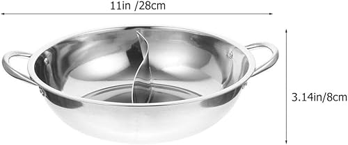Miniatura 6 de UPKOCH Olla de acero inoxidable con divisor Olla caliente sin soldadura Olla de sopa de dos sabores Shabu Shabu Olla Inducción Utensilios de cocina