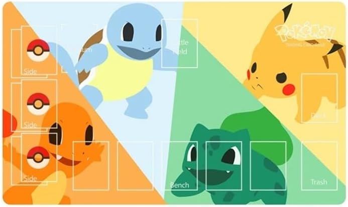 Pokemon Playmat - Pikachu, Squirtle, Bulbasaur - Premium Collection