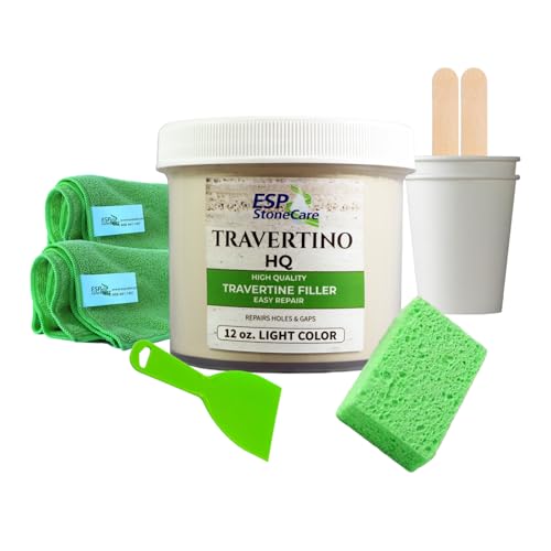 ESP Stone Care Travertino HQ Light Repair Kit Travertine Hole & Crack Filler with Tools (Light Stone Shade)