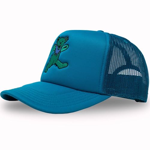 Image of Ripple Junction Grateful Dead Snap Back Structured Trucker Hat Embroidered Dancing Bear Steal Your Face Officially Licensed