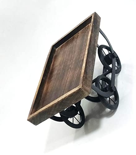 Image of Wood Serving Platter for Dining Table /Thela Trolley | Breakfast, Tea Serving, Table Decor | Decorative Multipurpose Tray for Storage, Rectangular