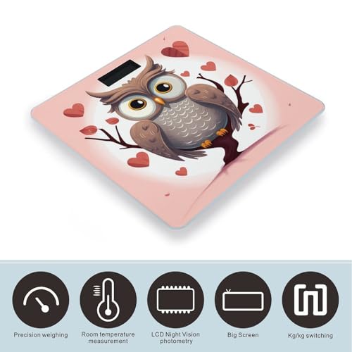 Báscula digital de vidrio templado Owl Lover1 para baño miniatura 3