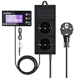 Luxvista Prise Thermostat 220 V Reptiles Thermostat Terrarium avec Minuteur Contrôleur de Température Numérique Prise avec Sonde pour Aquarium, Serre, Reptile, etc