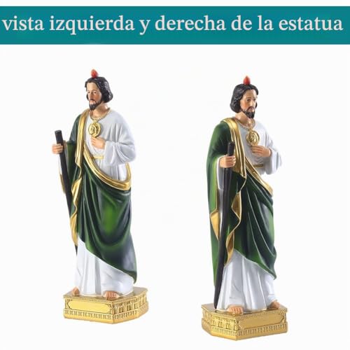Miniatura 4 de Qianling San Judas Tadeo Figura De 21,5 Cm - Estatua Religiosa De Resina Pintada A Mano - Imagen De San Judas Con Colores Vivos - Escultura Católica Para Decoración Del Hogar O Regalo Religioso