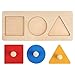 TOYANDONA 1 Ensemble Bébé Montessori Jouet en Bois Géométrique Puzzle Jouet Bois Bouton Puzzle Peg Conseil Éducatif Forme Match Jouet pour Enfants