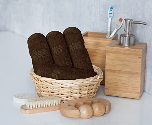 Image of Utopia Towels 8-Piece Premium Towel Set, 2 Bath Towels, 2 Hand Towels, and 4 Wash Cloths, 600 GSM 100% Ring Spun Cotton Highly Absorbent Towels for Bathroom, Gym, Hotel, and Spa (Brown)