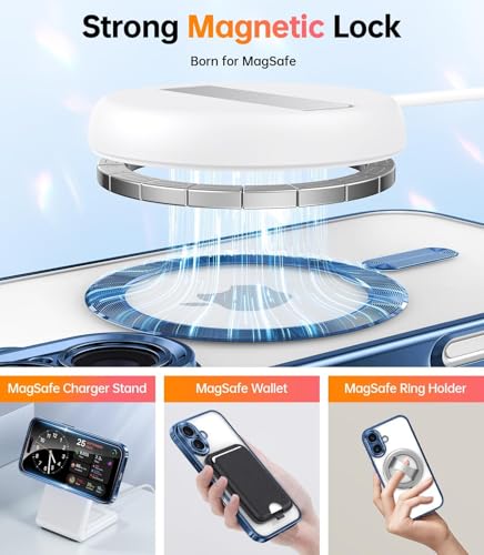 Image of mobistyle Silicone Designed For iPhone 16 Plus Luxury Electroplating Case [Magnetic Mag-Safe] [Integrated Lens Protection] Back Cover Case For iPhone 16 Plus (Mega-Safe Blue)