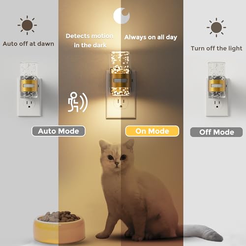Image of L LOHAS LED Motion Sensor Night Light,Dimmable Night Lights Plug into Wall | 3000K Night-Lights with 0-100 LM Adjustable, Acrylic Bubble Plug in Nightlight for Bathroom Hallway Nursery