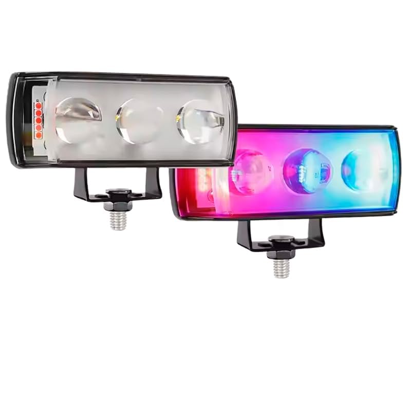 Image of 3 EYE LED Lens Fog Flashing Light for Bike and Motorcycle | White & Amber Auxiliary Projector Spot Lights for All Motorbikes, Cars, Scooty, Electric Vehicles (45W, 2-Pack)