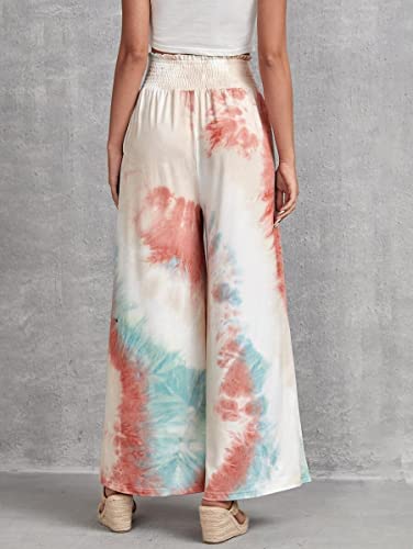 Image of Leriya Fashion Womens Mid Rise Tie-Dye Loose Fit Flared Wide Leg Palazzo Pants | Relaxed Pants | Bottom