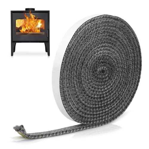 Junta Refractaria Chimenea 3mm×10mm×3m Cinta de Sellado para Chimenea Junta Fibra de Vidrio Cinta Plana Autoadhesiva para Chimenea, Estufa, Ahumador (3mm×10mm×3m)