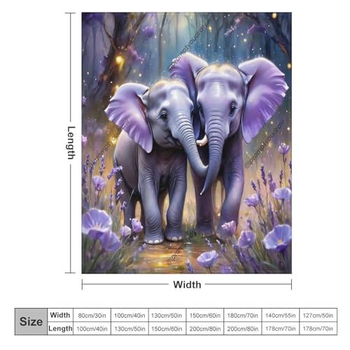 Couverture plaid éléphant anti-froid en molleton doux pour lit et nuits fraîches