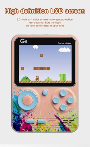 Image of DesiDiya G5 500 in 1 Handheld Game Console for Kids - Retro Mini Video Game Player with 3-Inch Color Display, Built-in Classic Games, Rechargeable Battery, TV Output, Portable Gaming Toy