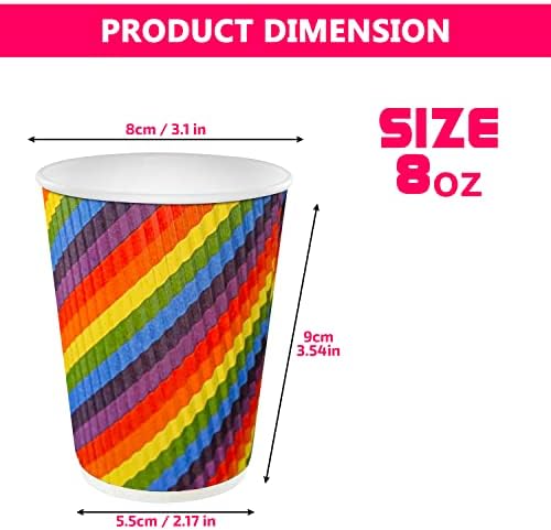 Akos Takeaway Paper Coffee Cups With Lids for Hot and Cold Drinks - Double Wall Insulated Coffee Cups Disposable - 8 oz (236ml) 50 Cups and 50 White Leak Proof Lids