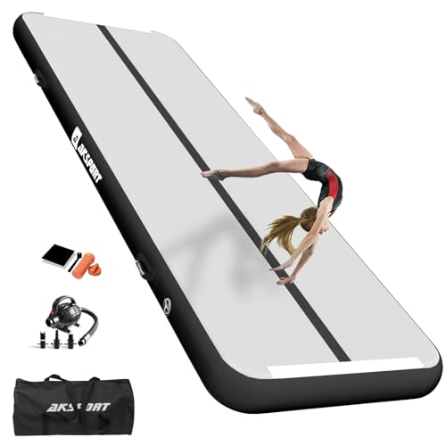 AKSPORT Air Matte Track Tumbling Matte,3/4/5/6m Aufblasbar Gymnastikmatte Turnmatte Tumbling Matten 10/20cm hoch mit Luftpumpe für Zuhause/Taumel/Turnhalle/Ausbildung/Cheerleading