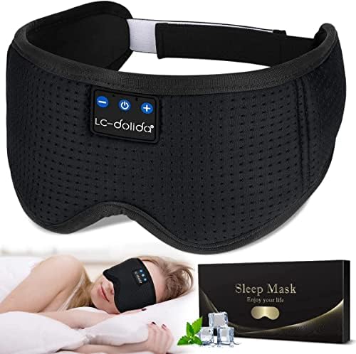 Bluetooth Sleep Mask with Headphones for Side Sleeper, LC-dolida Breathable Sleep Headphones Eye Mask for Sleeping Built-in Comfortable HD Speakers,Sleep Aids for Adults Cool Gadgets for Men Women