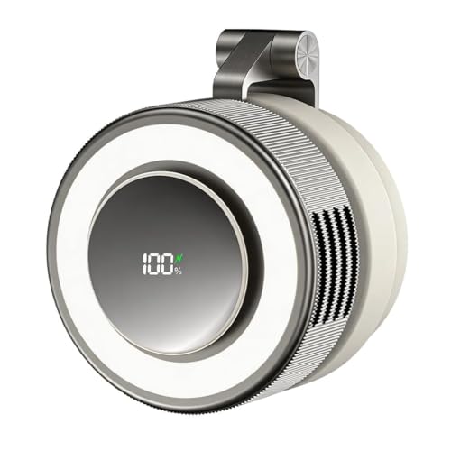 Ventilador de mesa compacto con luz nocturna y pantalla digital para maquillaje impecable 2