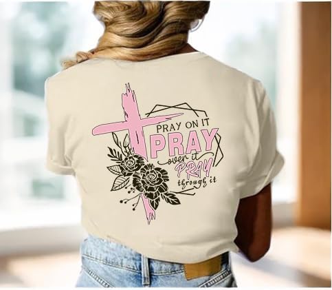 Christian Shirts for Women Religious Sayings Tees Bible Verse Inspirational Tee Tops Pray Print Shirt - Image 3