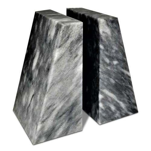 Modern Wedge Marble Bookends (Cloud Gray)