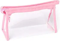 Necessaire Transparente com Zíper, Bolsa Organizadora de Maquiagem e Cosméticos (Rosa)