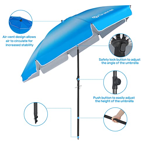 Duerer 8.5FT Beach Umbrella for Sand with Anchor, Heavy Duty Windproof, Height Adjustable Tilt, Iron Pole, Portable with Carrying Bag for Beach, Patio, Garden Outdoor - Image 6