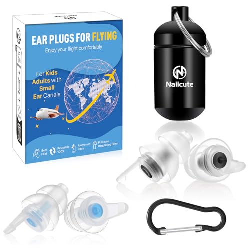 Naicute Oordopjes Vliegtuigen 2 paar, Oordoppen met luchtdrukregeling voorkomen oorpijn en verminderen geluid 25 dB, herbruikbare earplugs voor volwassenen en kinderen12+, Essentiële vliegaccessoires