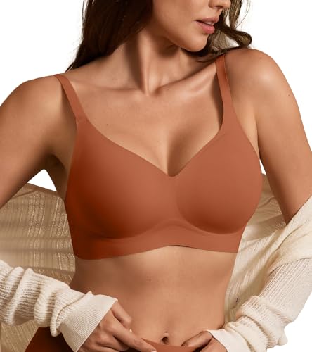Image of DEANGELMON Seamless Bras for Women No Underwire Comfortable Push Up Bra V Neck Wireless Bralette Full Coverage Wire Free