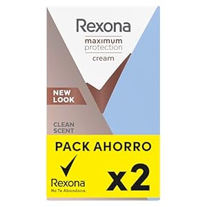 Rexona Maximum Protection Desodorante en crema Antitranspirante para mujer, Soft Solid Clean Scent, 45ml x 2