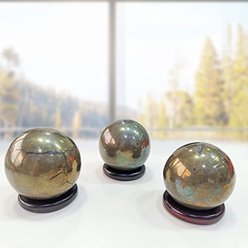 Image of Shubhanjali Healing Crystal Stone Sphere Vastu Natural Pyrite Crystal Sphere Ball Crystal Pyrite Stone Sphere for Home Decor Showpieces Table Decor Meditation 500-550 Gm
