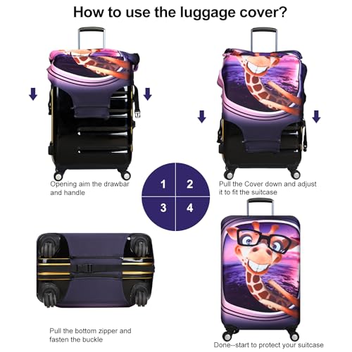 7-Mi 3D Print Design Travel Suitcase Protector Trolley Case Cover 19"-30" Sleeve (XL(Fits to 29"-30" Trolley Case), Giraffe(New Version))3