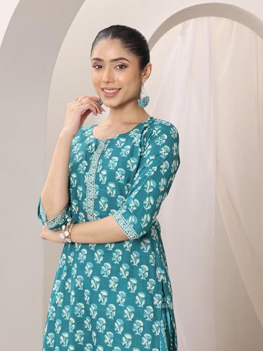 Image of Libas Printed Cotton Straight Kurta With Salwar and Dupatta