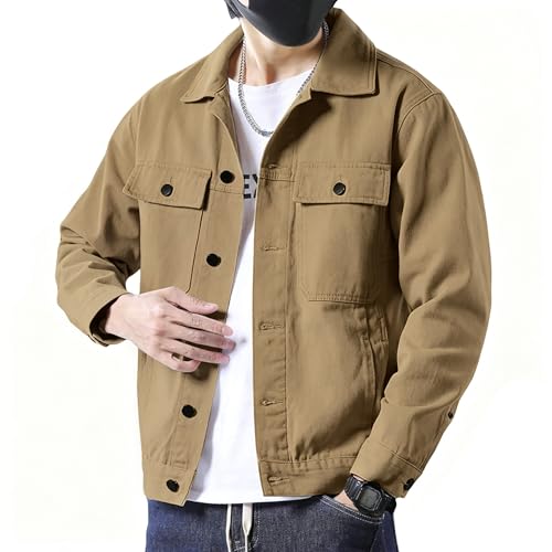 Image of SANGTREE Men's Trucker Jacket Lightweight Jacket Cotton Casual Outerwear With Pockets