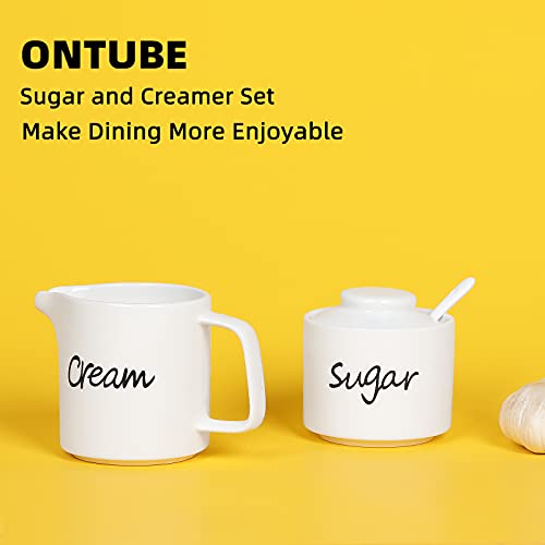 ONTUBE Porcelain Sugar bowl and Creamer Set of 3,White