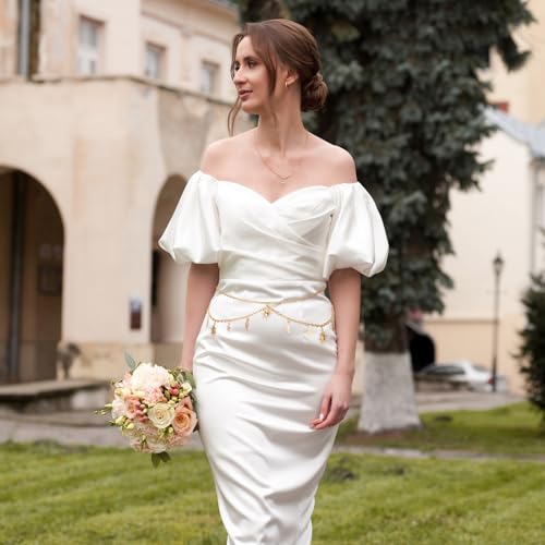 Gold Chain Belt Metal Adjustable Waist Link Belt Elegant Multilayer Skinny Chain Waistband Sun and Moon Decor Belts Straps for Women Dresses Western Jeans Sweater Coat Supplies4