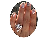 Eleusine 2pcs/Set Multi-Ring Jewelry Combination Joint Tail Ring Zirconium Rings Size 7