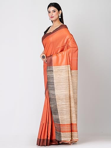 rachbai orange tussar silk saree in tussar silk – image 3