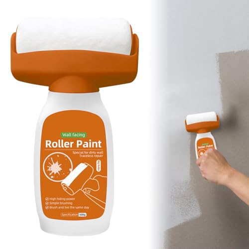 KUWUNG Rodillo Reparación de Pared con Pintura, Roller Paint con 500g Pasta Reparadora de Paredes, Rodillo de Reparación de Paredes para Graffiti, Arañazos, Manchas, Grietas y Paredes Dañadas