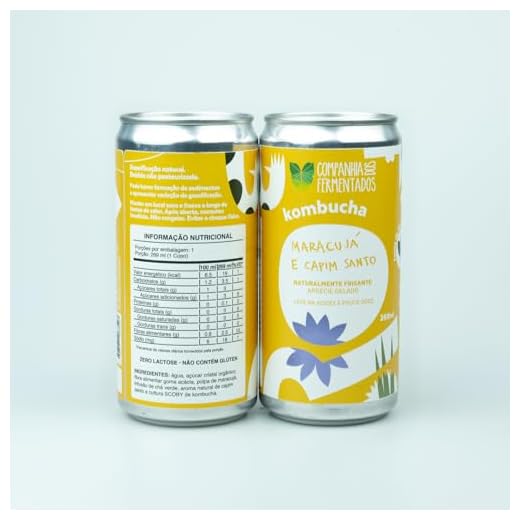 Kombucha de maracujá com capim santo; gaseificação natural/lata 269 ml